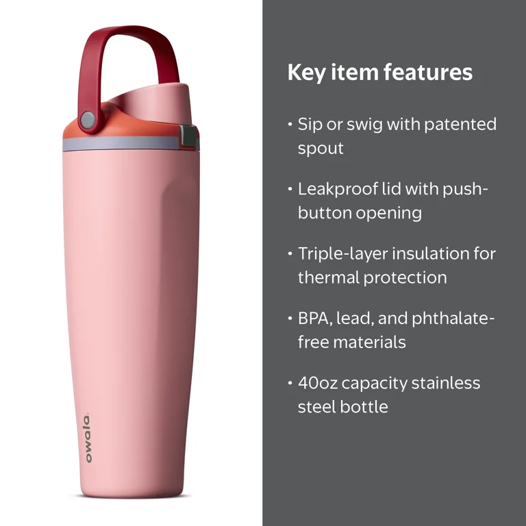Owala 40oz FreeSip® Sway Stainless Steel Water Bottle - Sugar High
