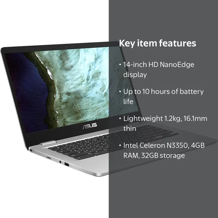 ASUS, Chromebook, C423NA-DH02, 14-inch HD NanoEdge display