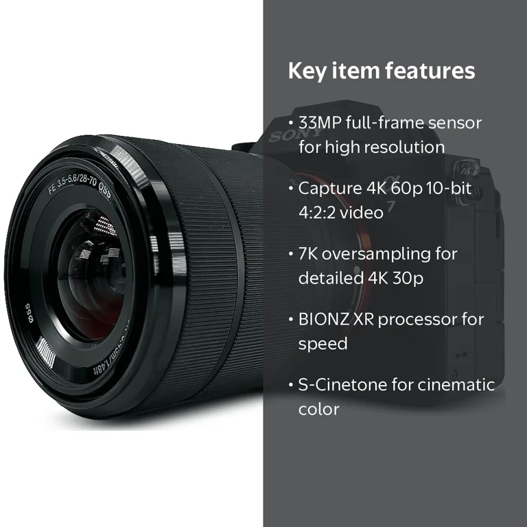 Sony Alpha A7 IV Mirrorless Camera, 33MP Full-Frame Sensor, 4K 60p