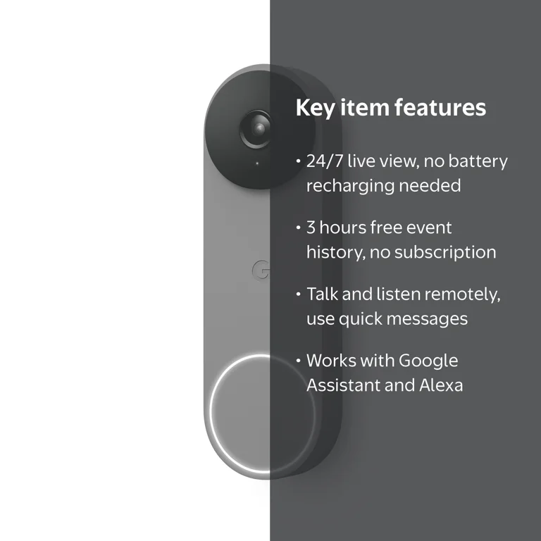Google Nest Doorbell (Wired, 2nd Gen) Ash, Video Doorbell Camera