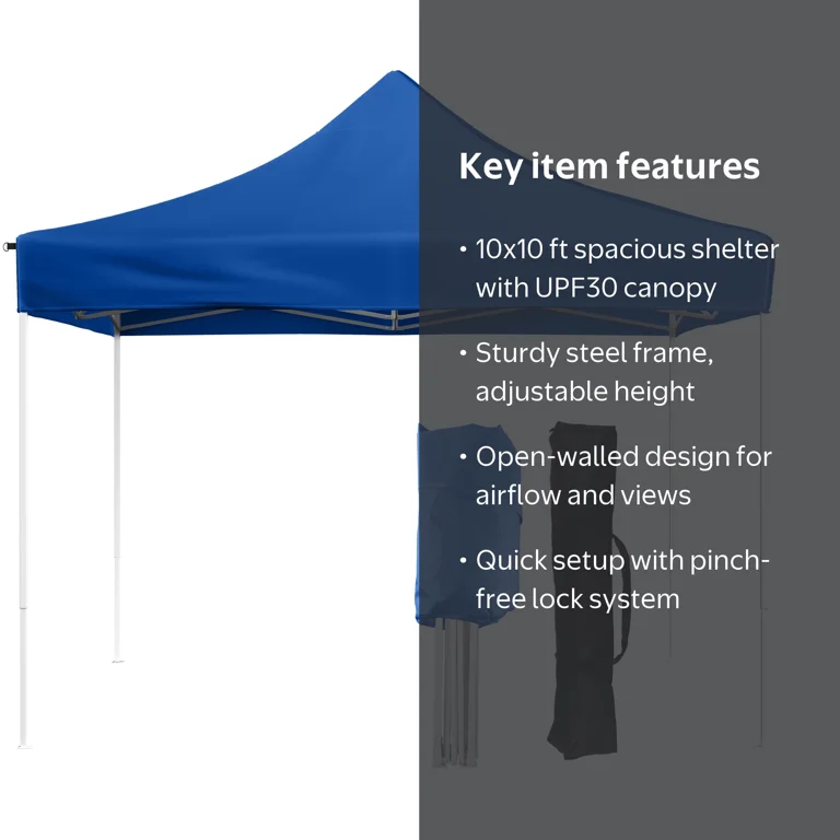 Stalwart 10x10 ft Pop Up Canopy Tent - UPF30 Beach Tent Sun