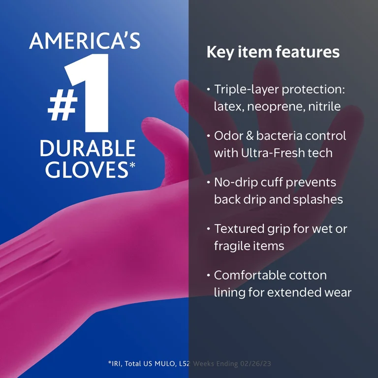 Playtex Living Medium Size Reusable Rubber Gloves for Dishwashing