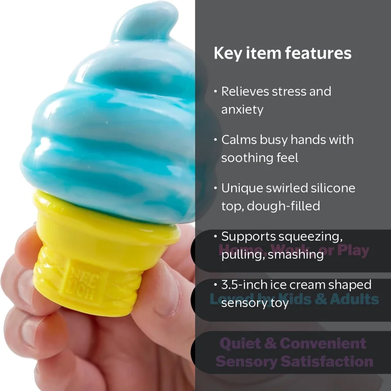 NeeDoh, Sensory Toy, Multicolor, 3.5 inch Dough-Filled Cone