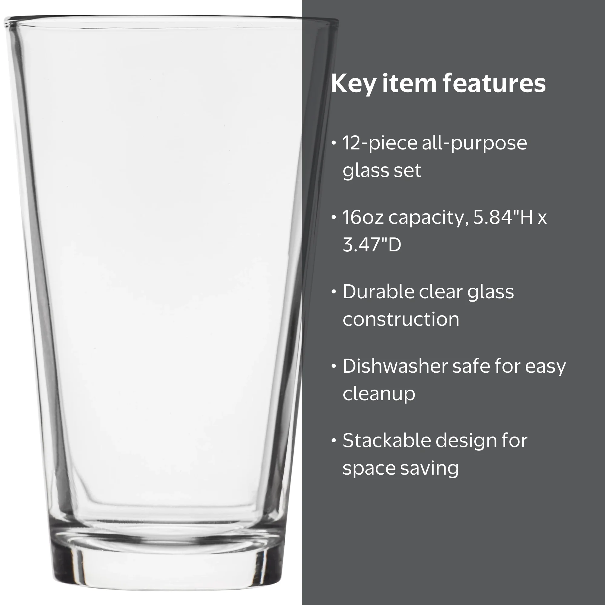 Mainstays 16 oz Glass All-Purpose Cooler Glasses, Set of 12 - Walmart.com