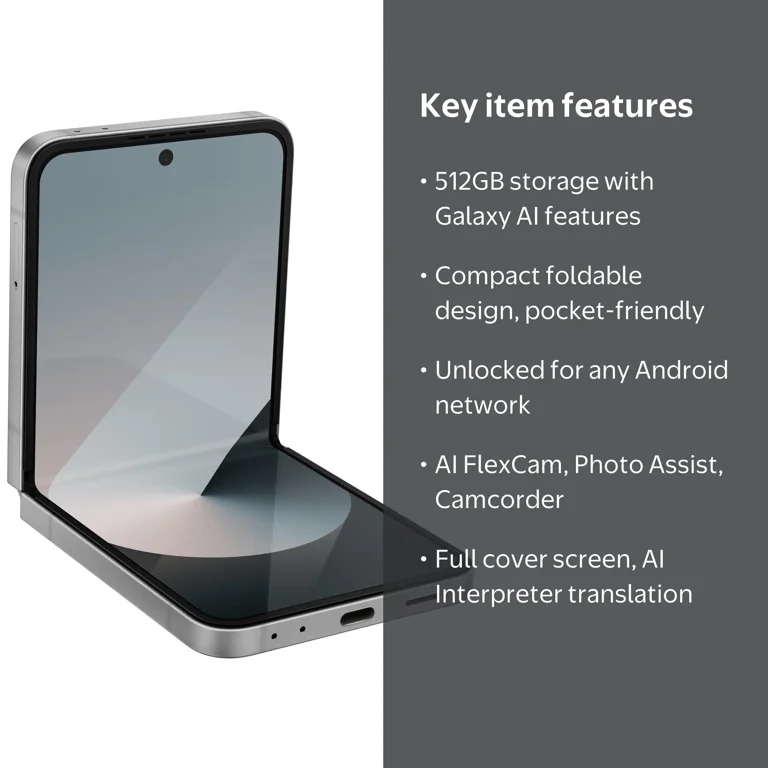 Samsung Galaxy Z Flip6 Cell Phone, 512GB, Compact Foldable