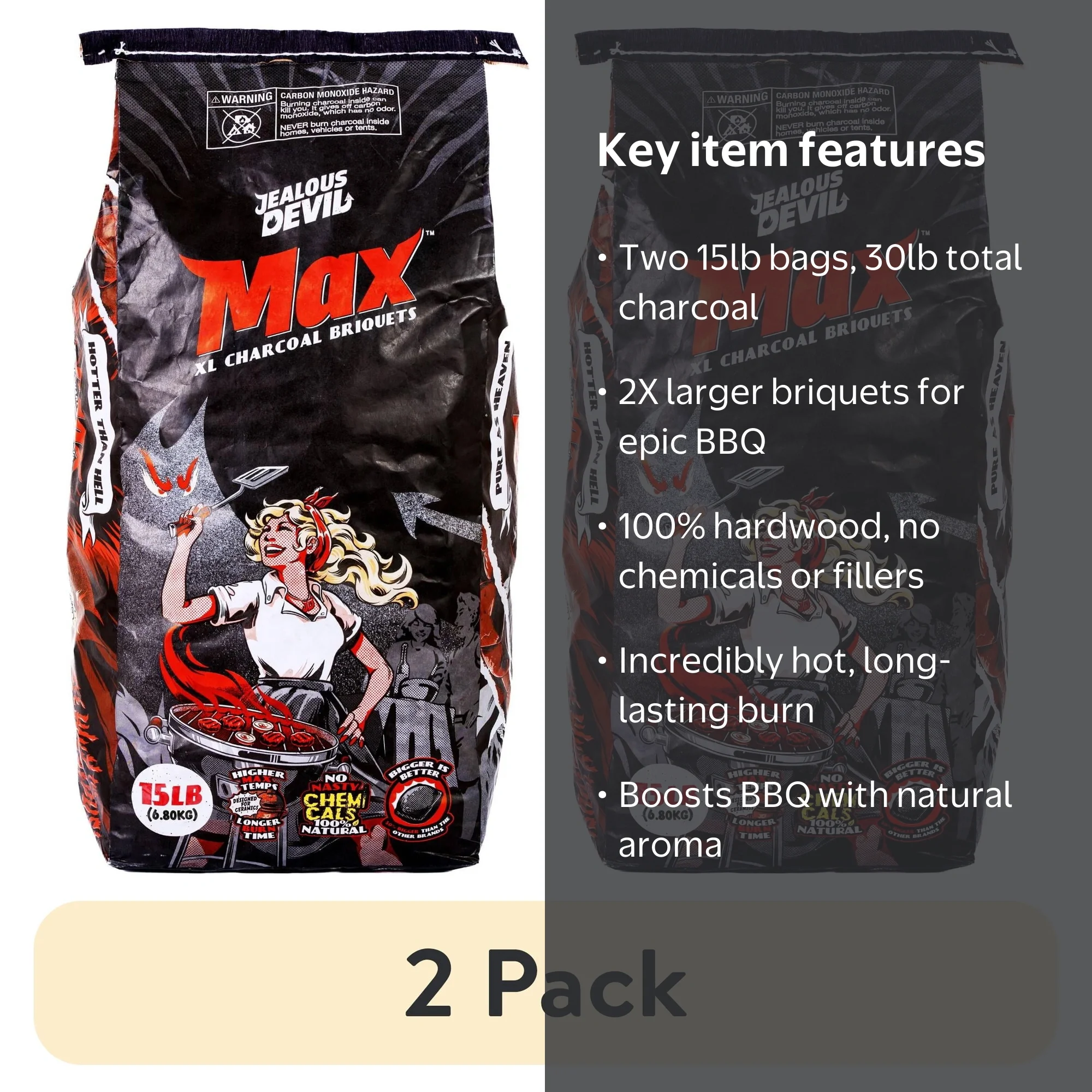 2 pack) Jealous Devil Max XL 15 lbs - All Natural Hardwood
