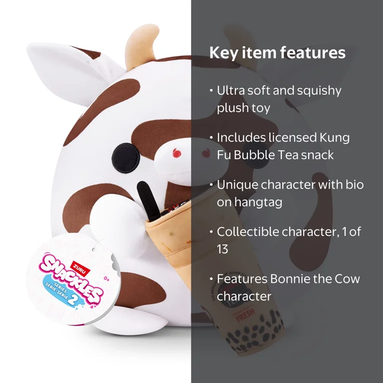 SNACKLES 8 inch Snackle (Kung Fu Bubble Tea) Bonnie the Cow, Ultra