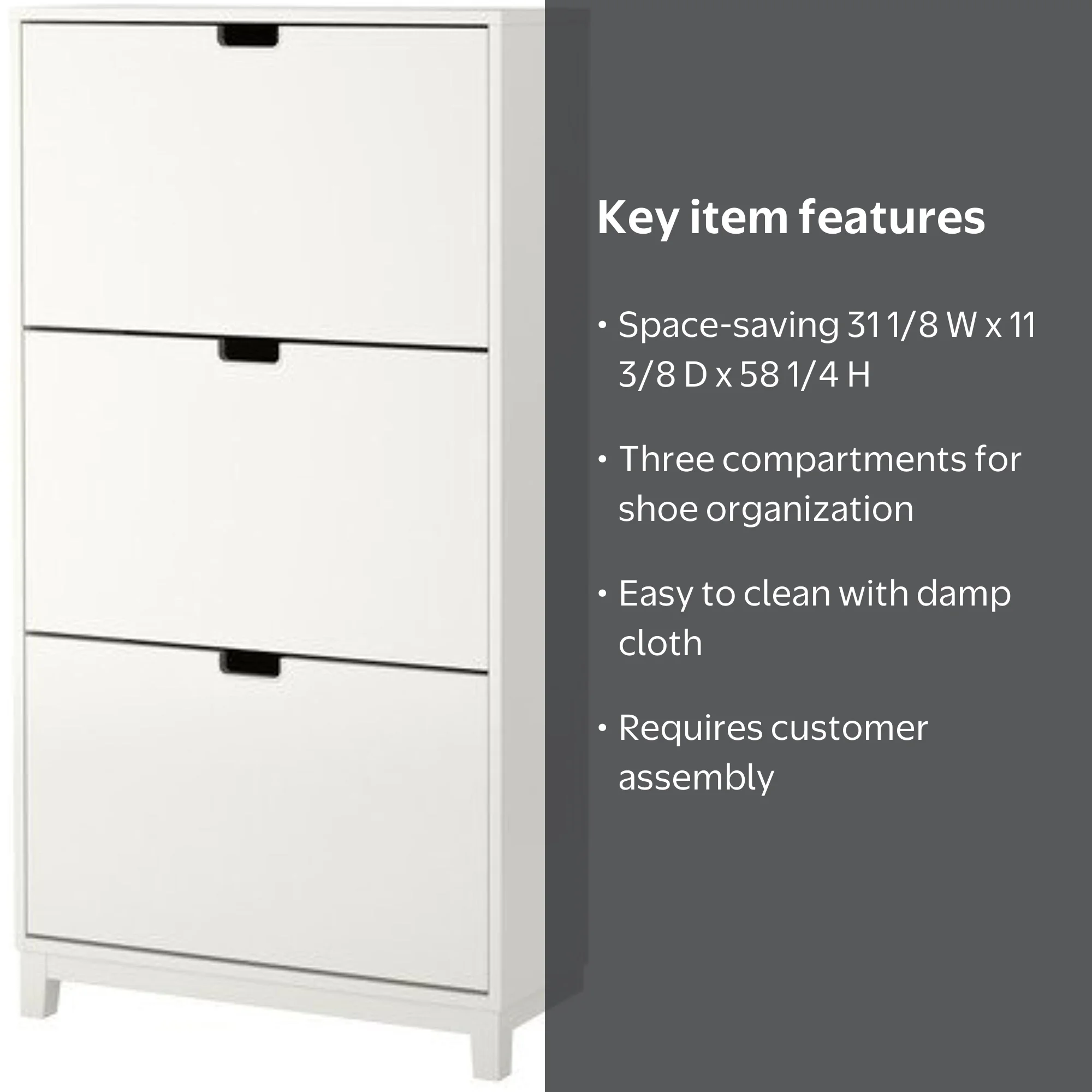 Ikea STÄLL Shoe cabinet with 3 compartments, white 2206.23262.204