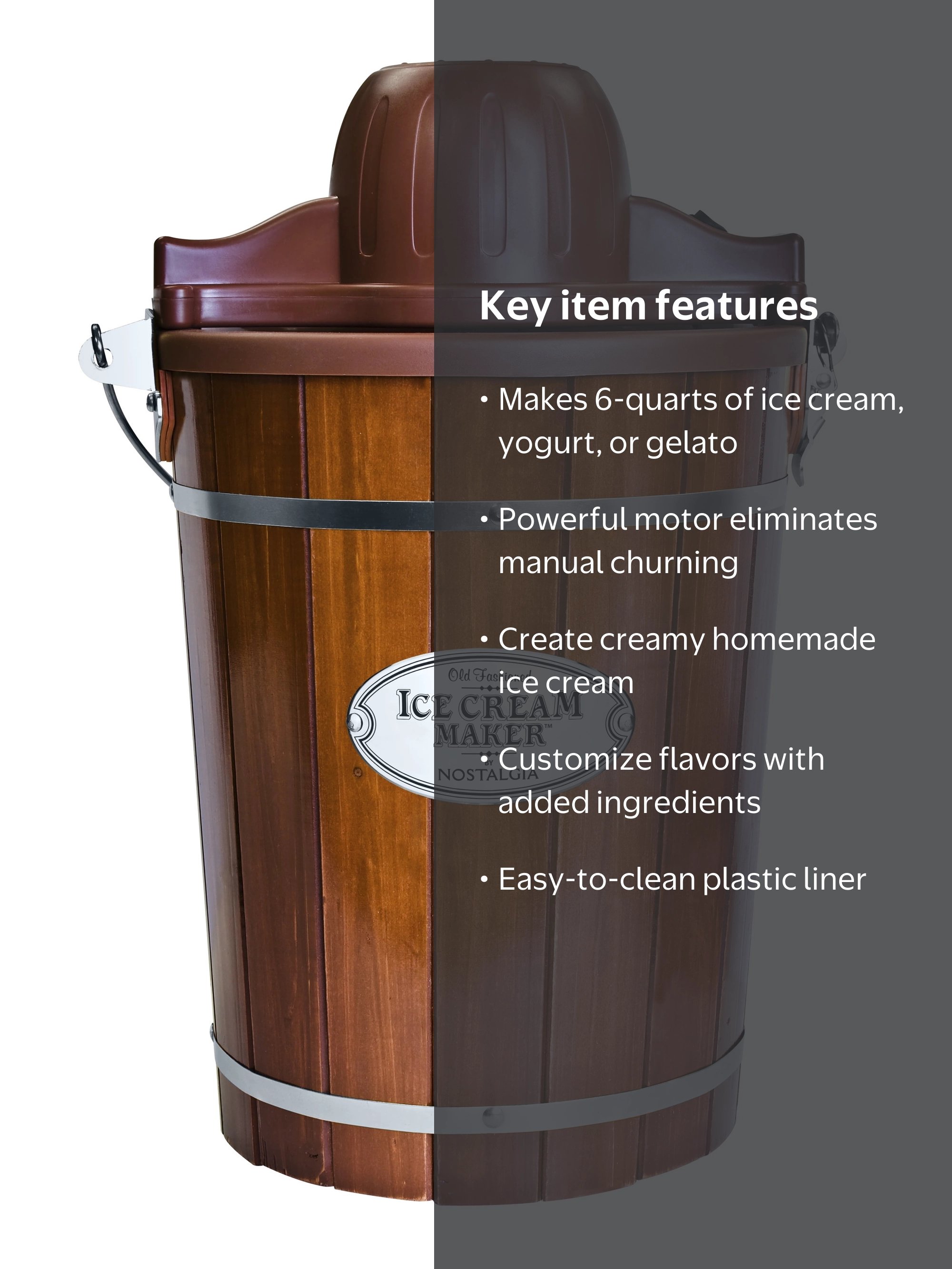 Nostalgia 6-Quart Old-Fashioned Homemade Ice Cream Maker with