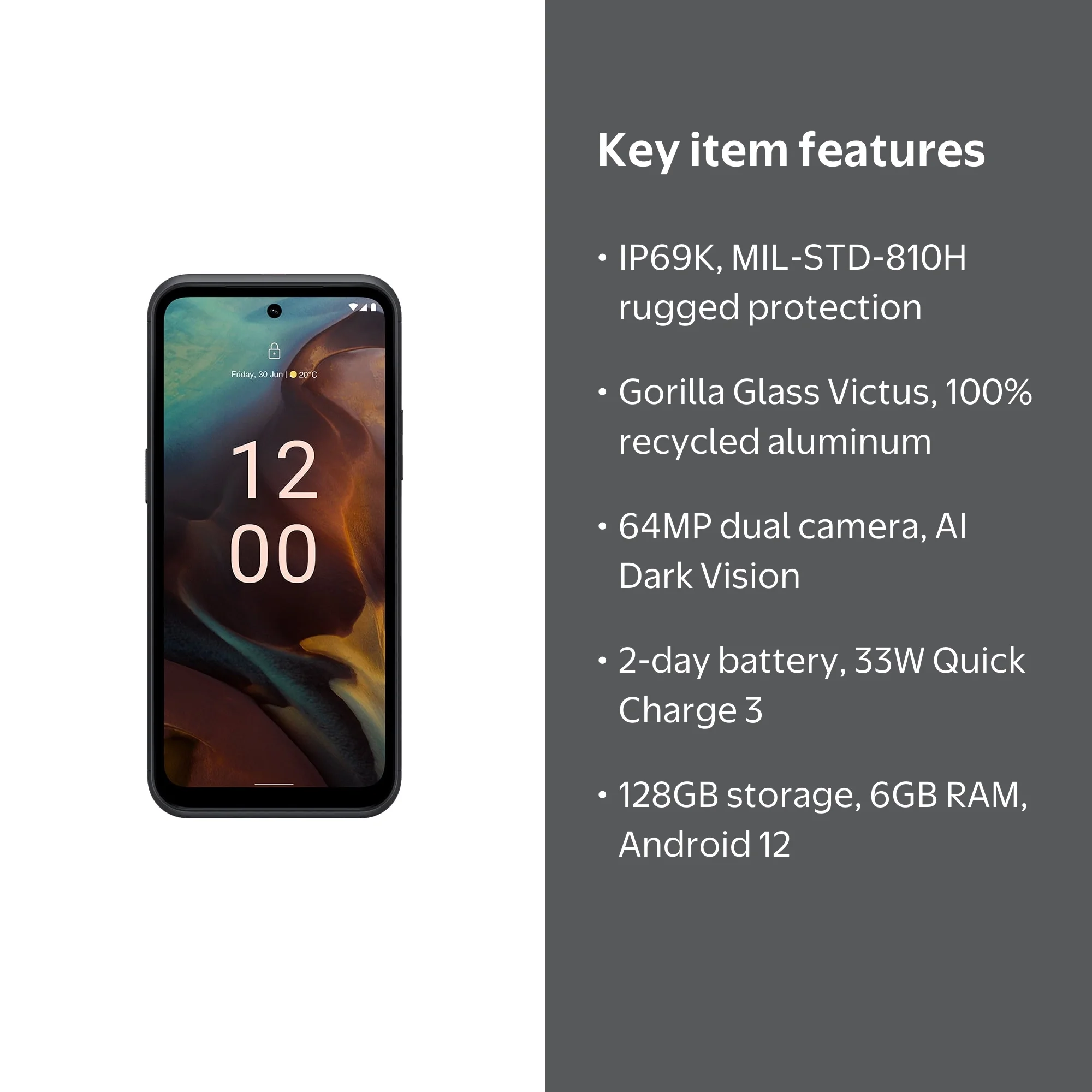 Nokia XR21 5G, Unlocked, Dual SIM, US Version, 6/128GB, 6.49-Inch