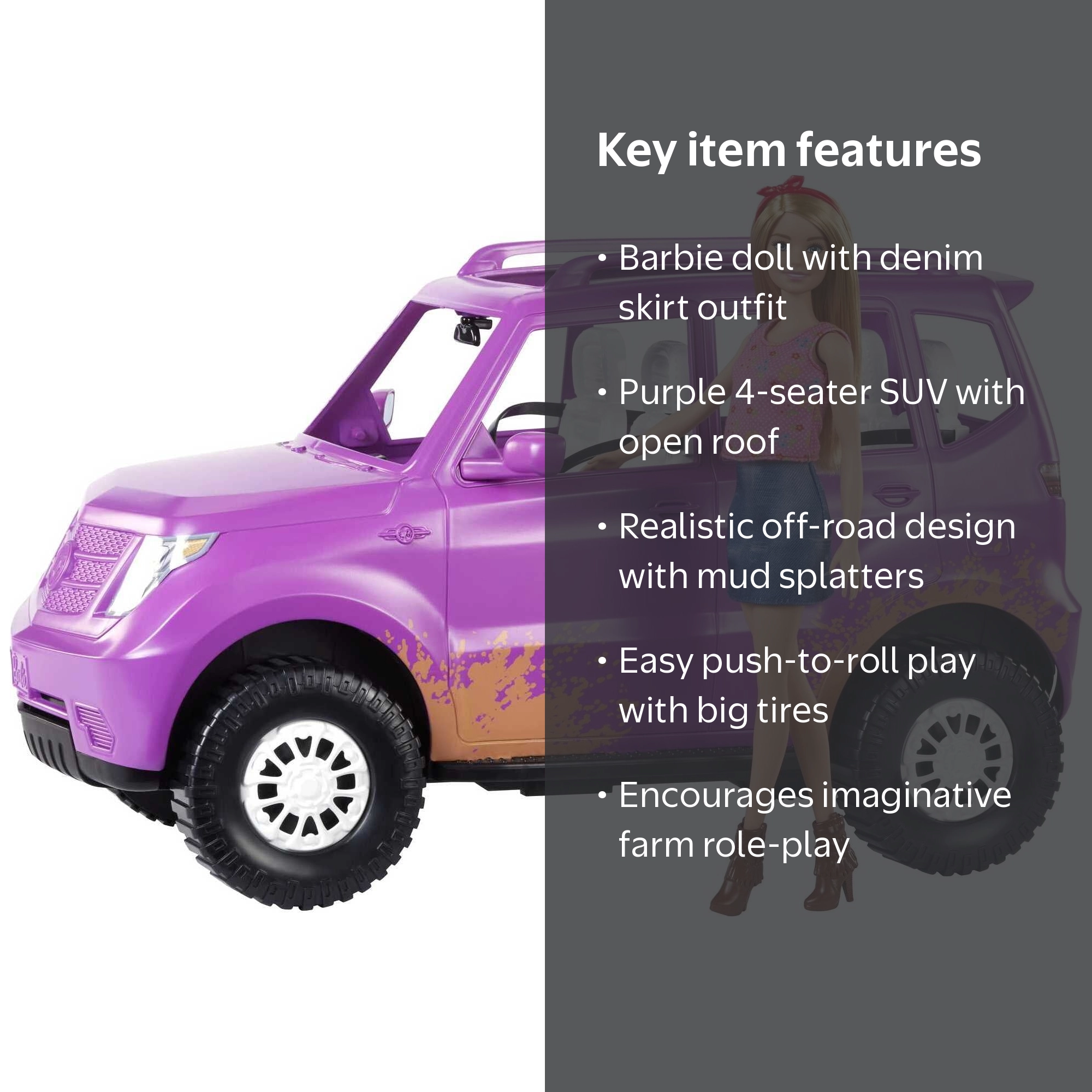 Barbie Sweet Orchard Farm Doll with Four-Seat Purple Off-Roading