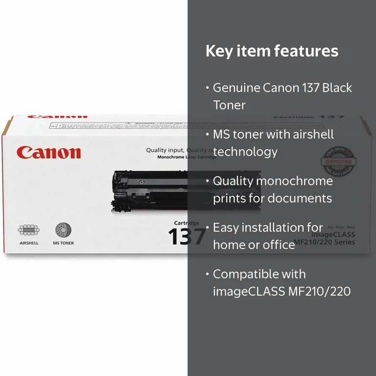Canon, Toner 137, Black, Compatible with imageCLASS MF210/220