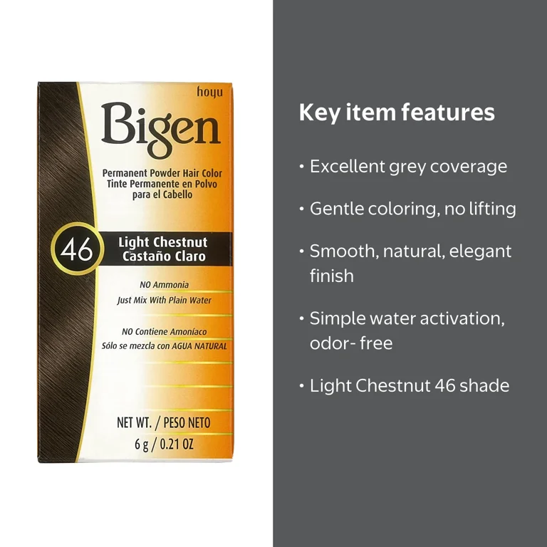 Bigen Permanent Powder Hair Color 46 Light Chestnut 1 ea - Walmart.com