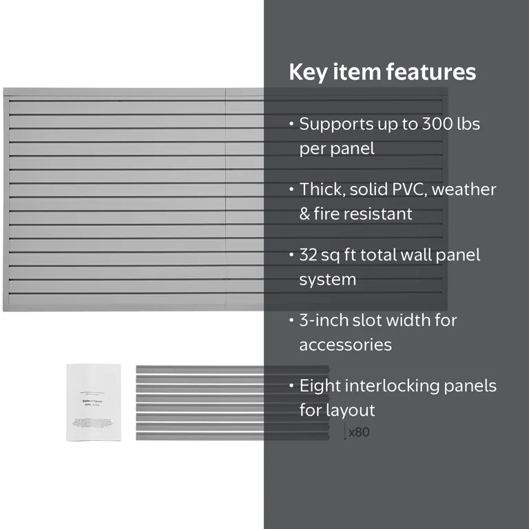 KFFKFF Wall Panel System, 8 x 4 ft, PVC Garage Wall Panel with