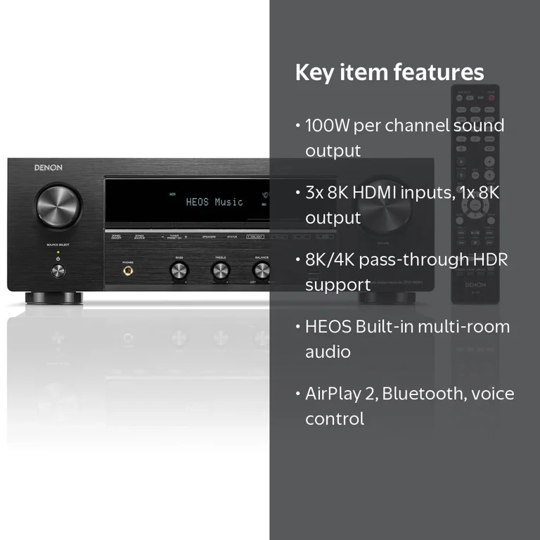 Denon DRA-900H 2.1 Channel 8K Stereo AV Receiver with HEOS Built