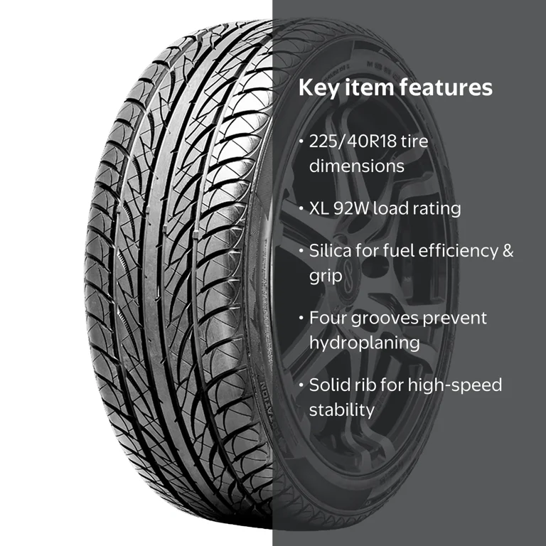BlackHawk Street-H HU01, 225/40R18 92W XL UHP Tire, 50K Mile 