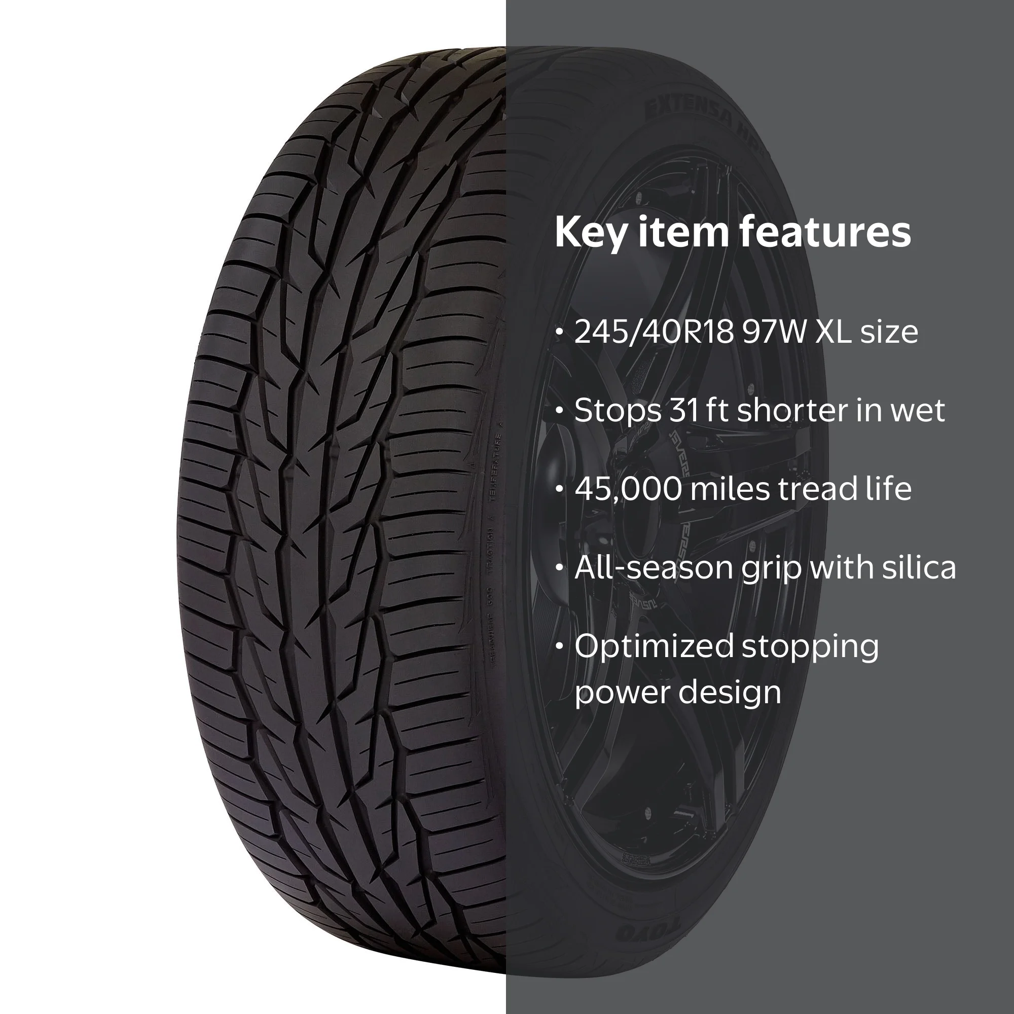 Toyo Extensa HP II Performance Tire 245/40R18 97W XL A/S for