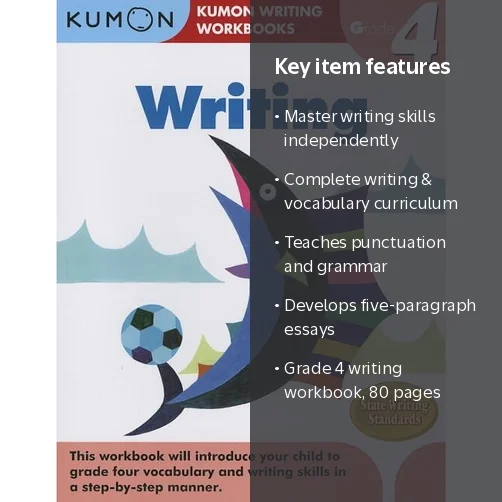 Kumon, Writing, 80 Pages, Grade 4 Paperback, Complete Lesson Plan