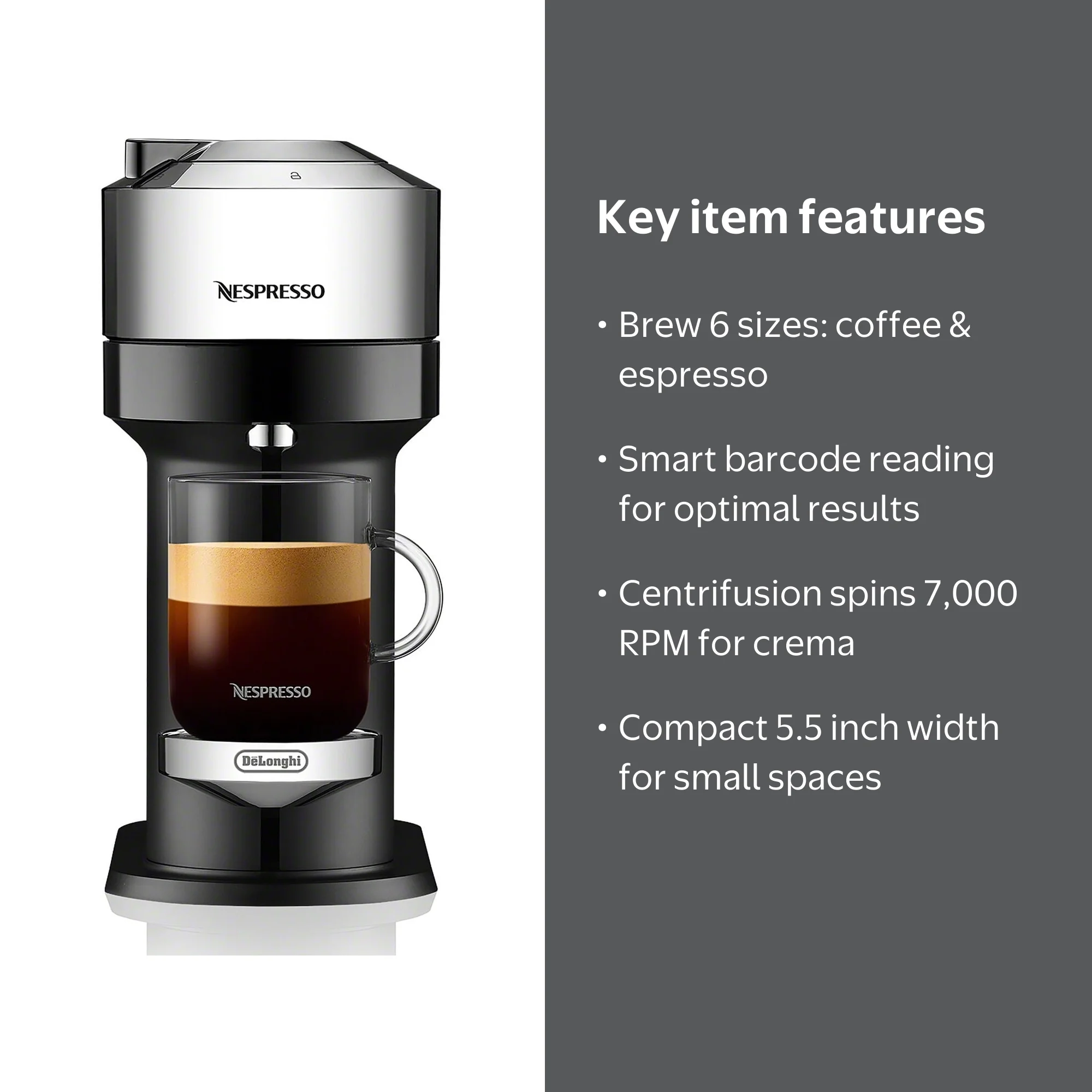 Nespresso Vertuo Next Coffee & Espresso Maker in Chrome - Walmart.com