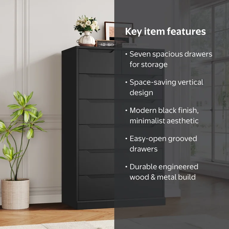 7 drawer black dresser Renova Vintage 7-Drawer – Roundhill Furniture 7 drawers open on wooden glides Miranda - 7-Drawer Dresser -