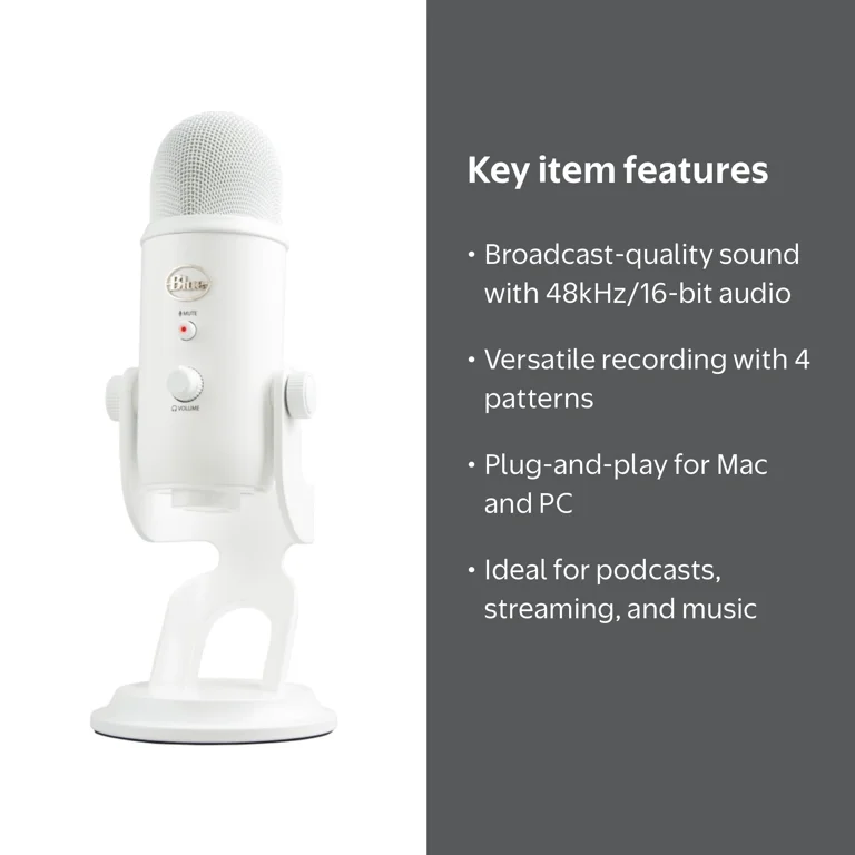Blue Microphone Yeti USB Desktop Microphone for Gaming, Computer