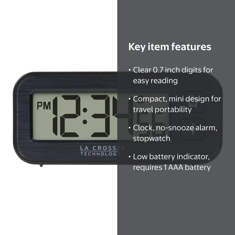 La Crosse Technology Digital Mini Magnetic Alarm Clock with