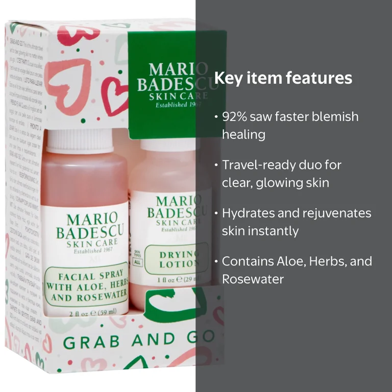 Mario Badescu Grab and Go Skin Care Duo - Rosewater Facial Spray