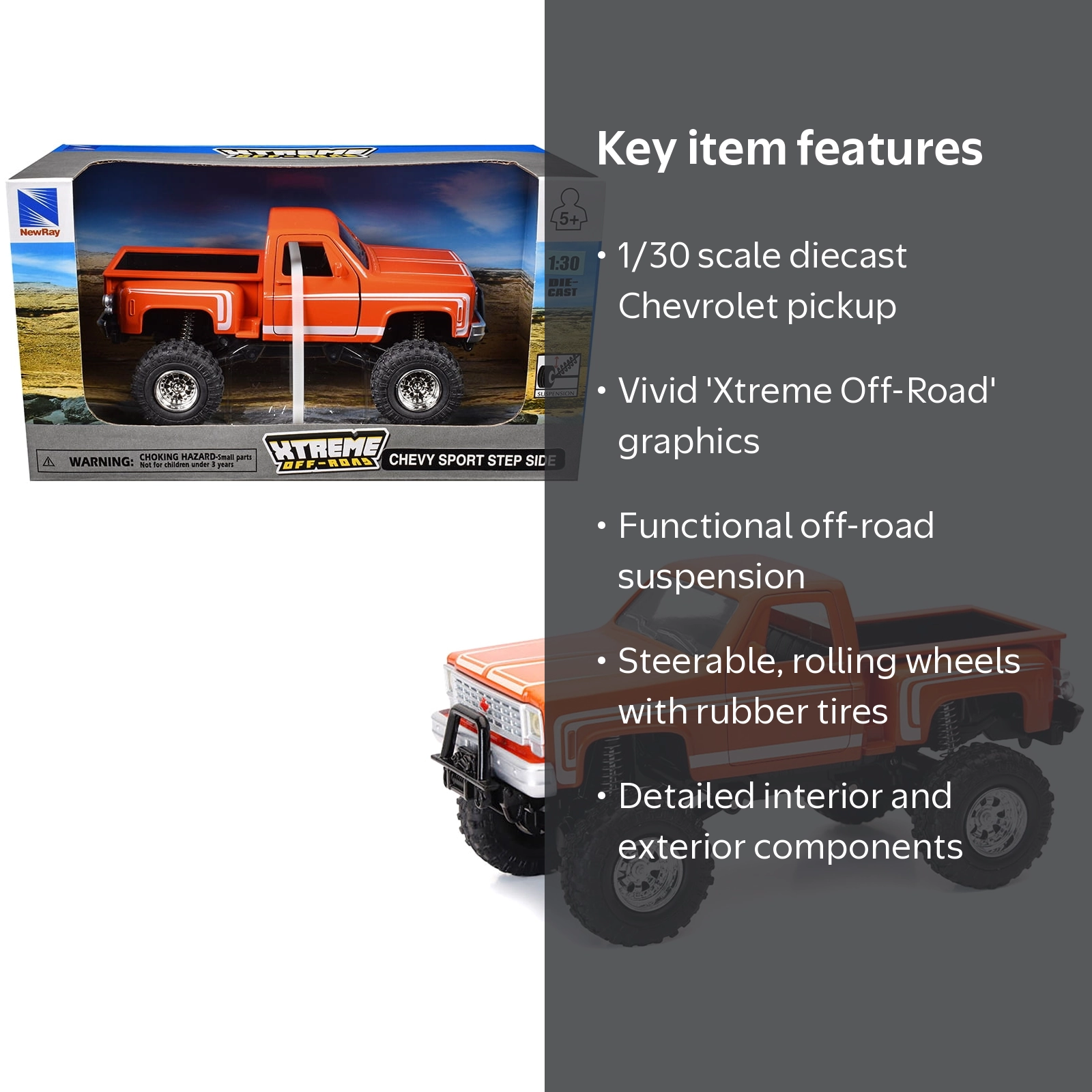 Chevrolet Sport Step Side Pickup Truck Orange with White Graphics