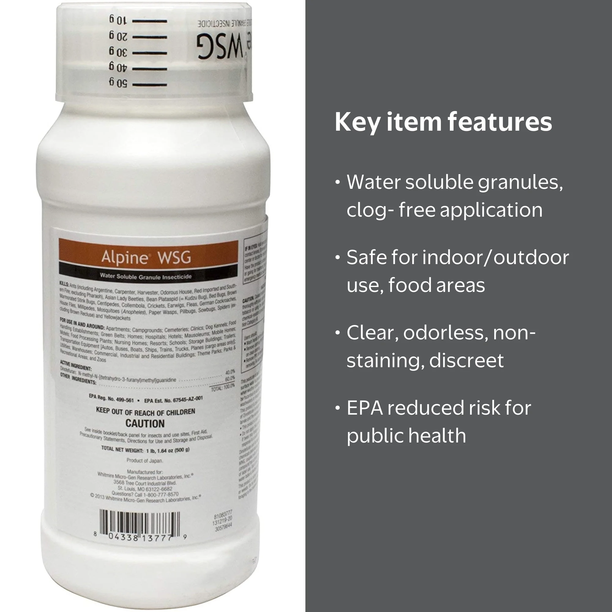 BASF Alpine WSG 500g Insecticide - Kills Ants, Cockroaches, and