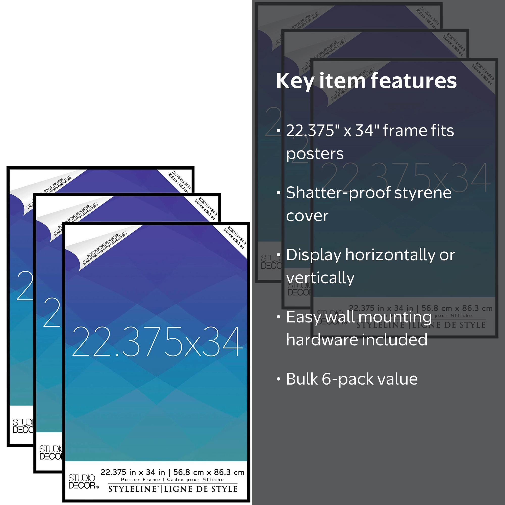 Studio Décor Styleline 22.375” x 34” Easy Hang Poster Frame