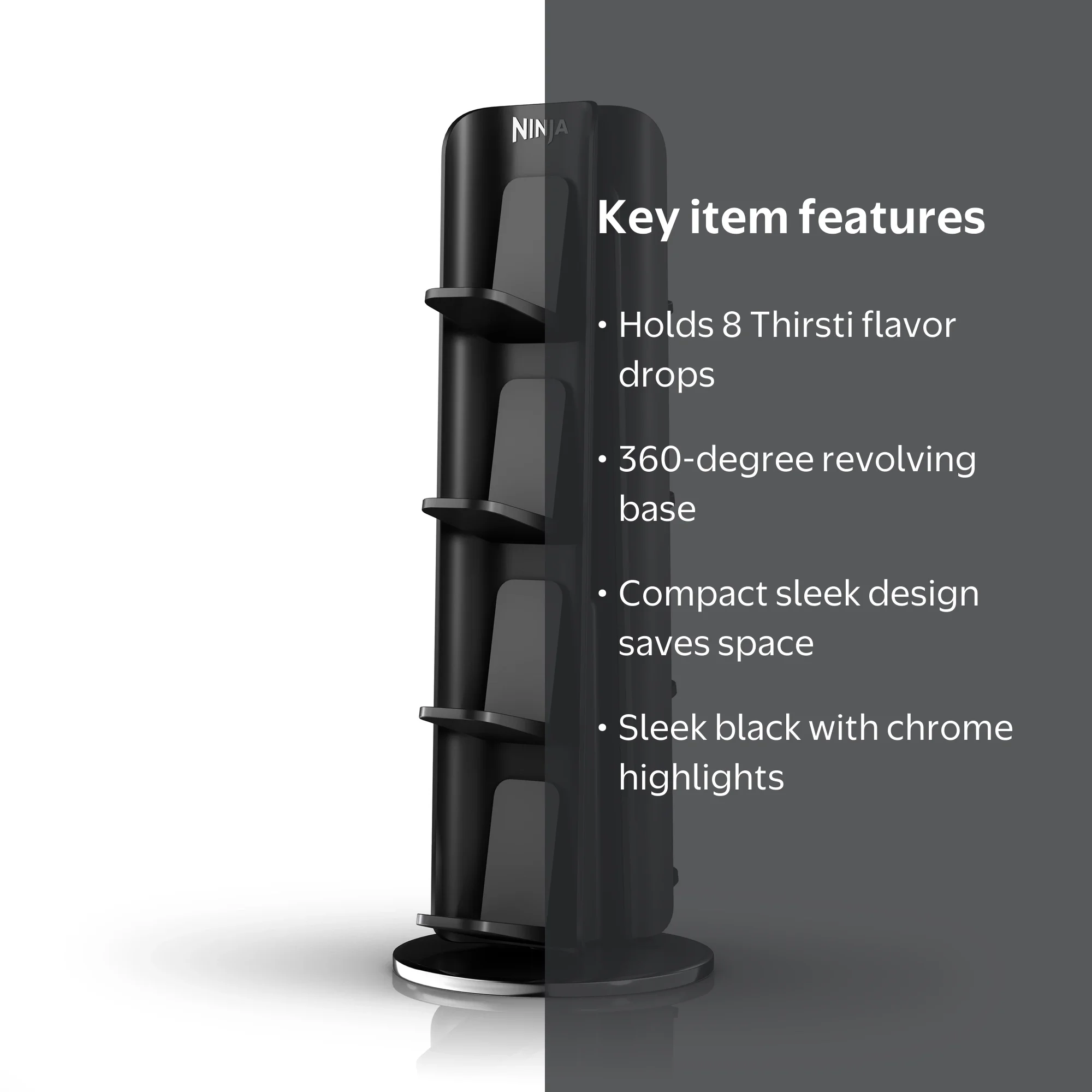 Ninja, Thirsti 360¬∞ 8-Flavor Storage Holder, WCX08, Black Chrome