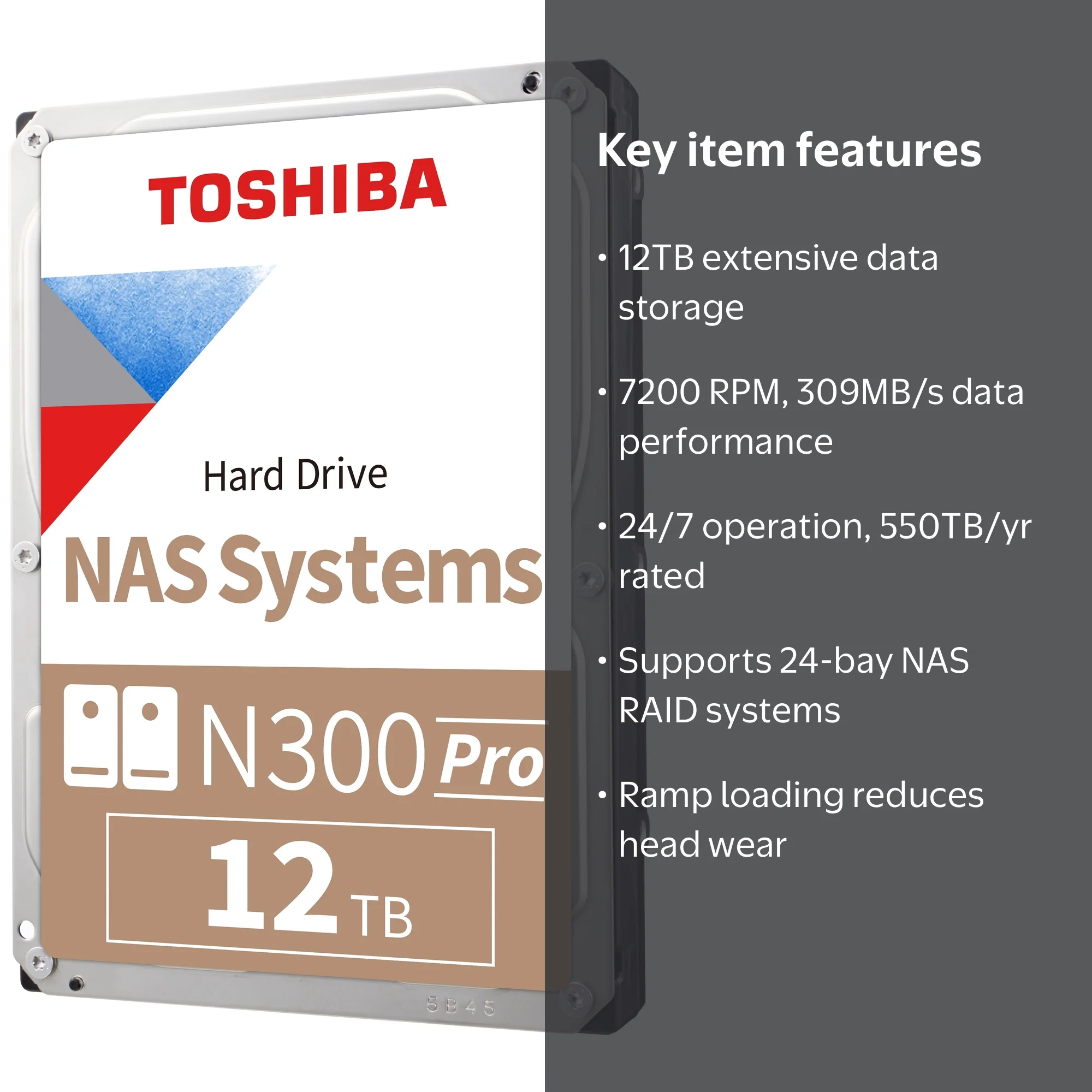TOSHIBA N300 Pro 12TB 7200 RPM 512MB Cache SATA 6.0Gb/s 3.5