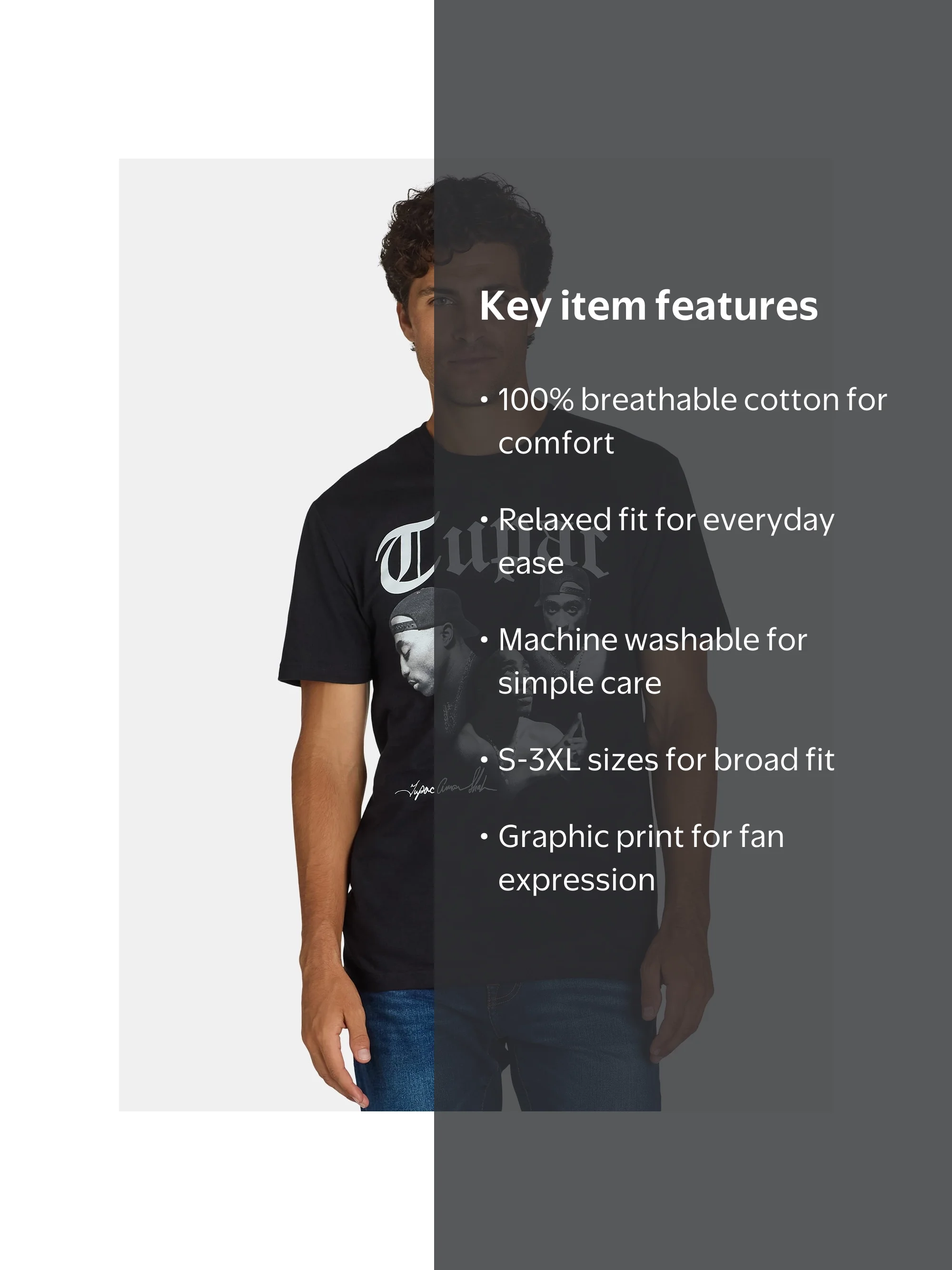 Tupac Men's & Big Men's All Eyez on Me Graphic Tee with Short