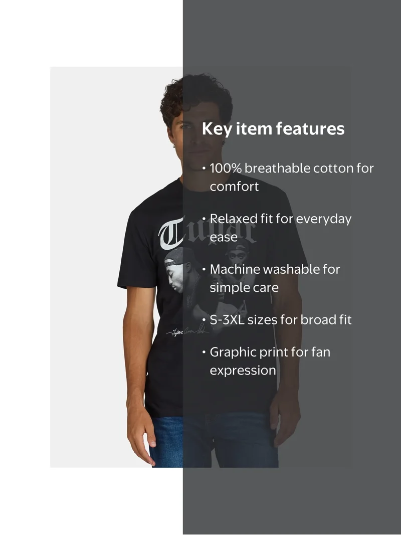 Tupac Men's & Big Men's All Eyez on Me Graphic Tee with Short