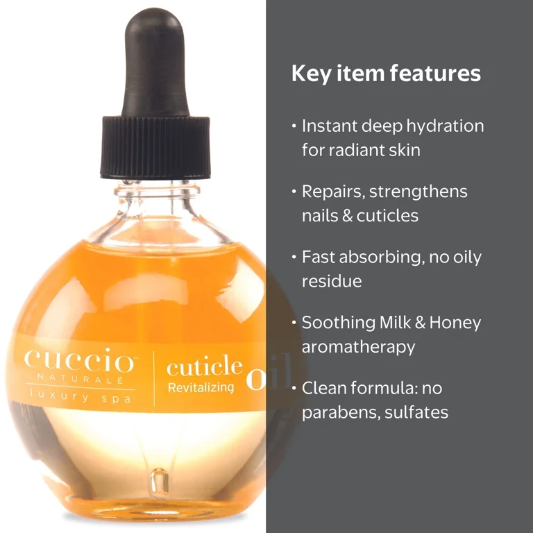 Cuccio, Cuticle Oil, Nourish Renew Restore, 2.5 oz, Yellow