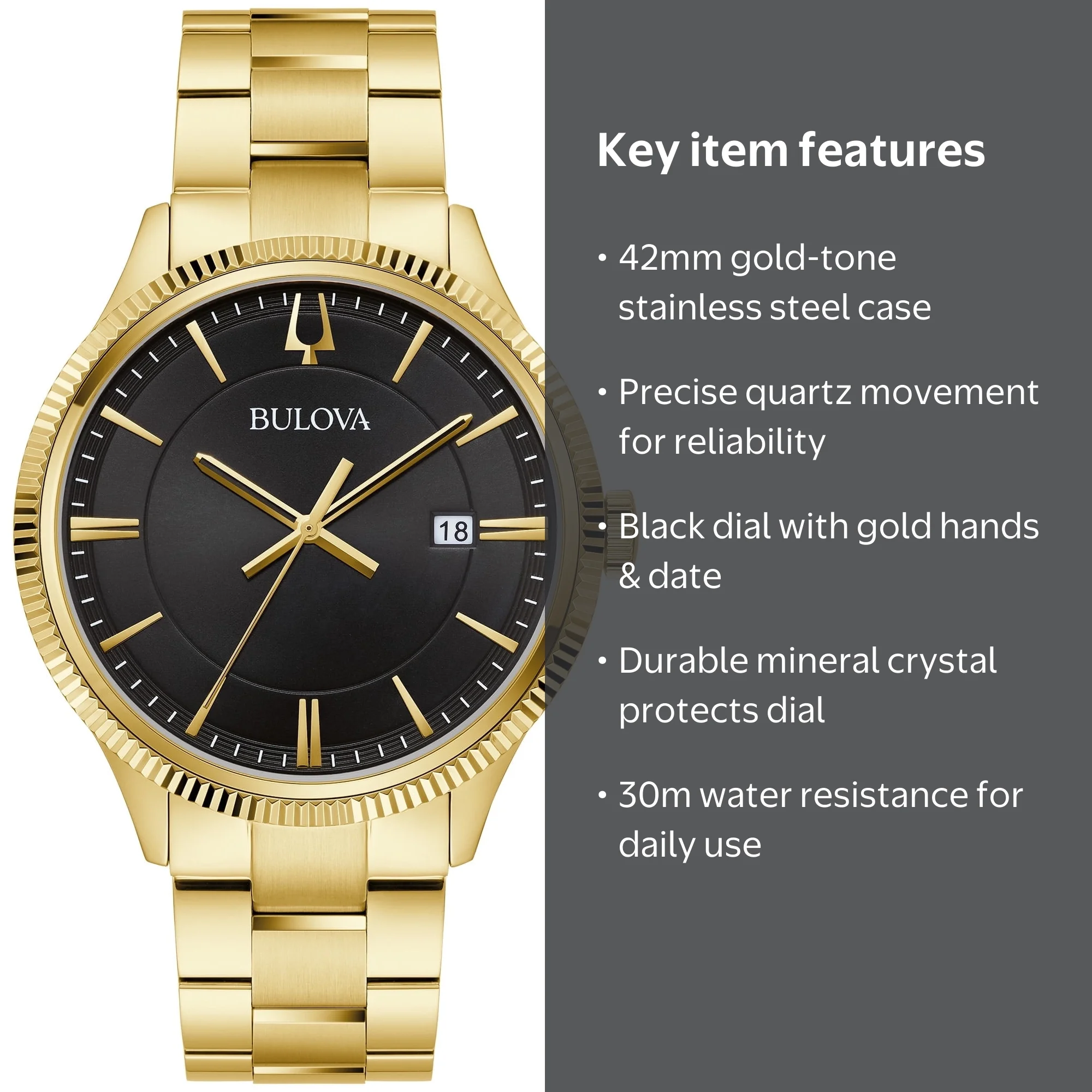Bulova Men's Gold-Tone Stainless Steel Classic Watch - 97B228