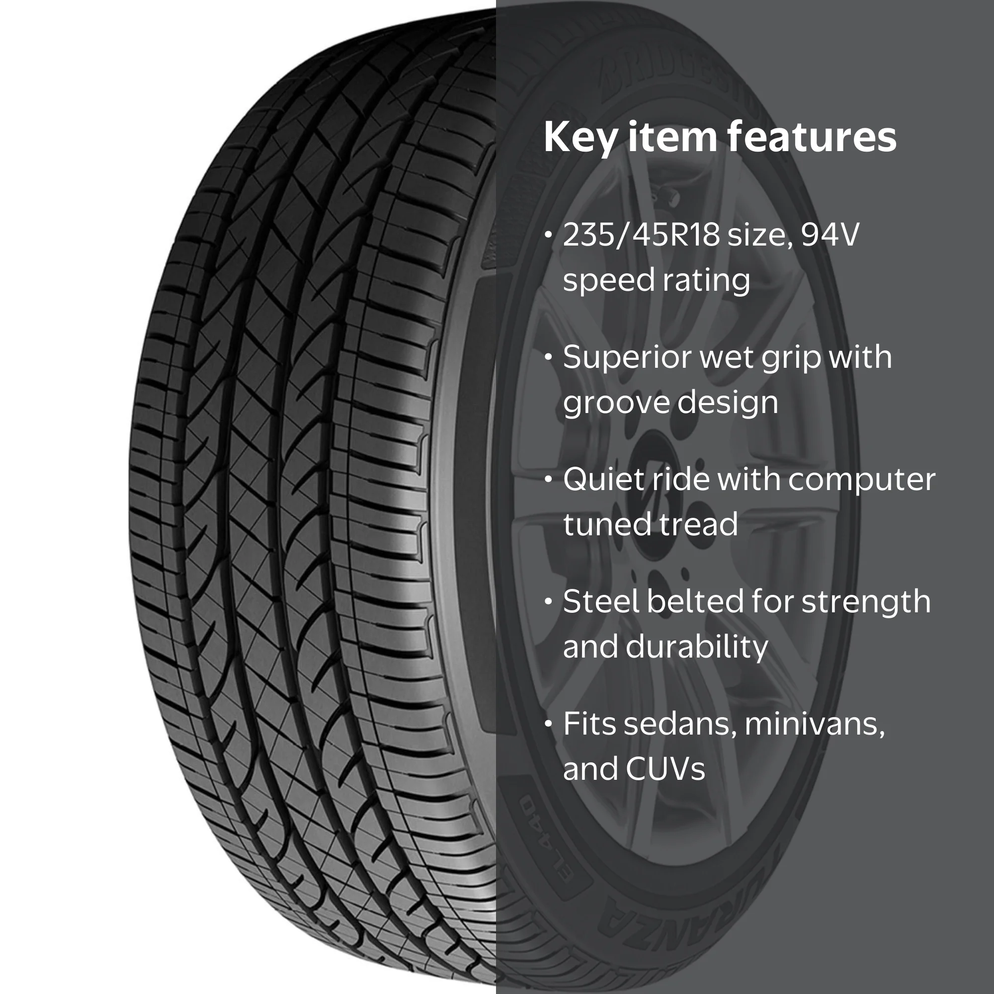 Bridgestone Turanza EL440 Touring Passenger Tire, 235/45R18 94V