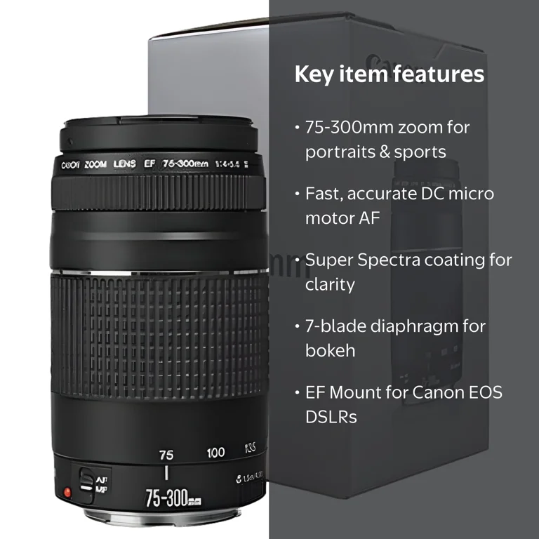 Canon EF 75-300mm f/4-5.6 III Lens: DSLR Camera Zoom, Autofocus