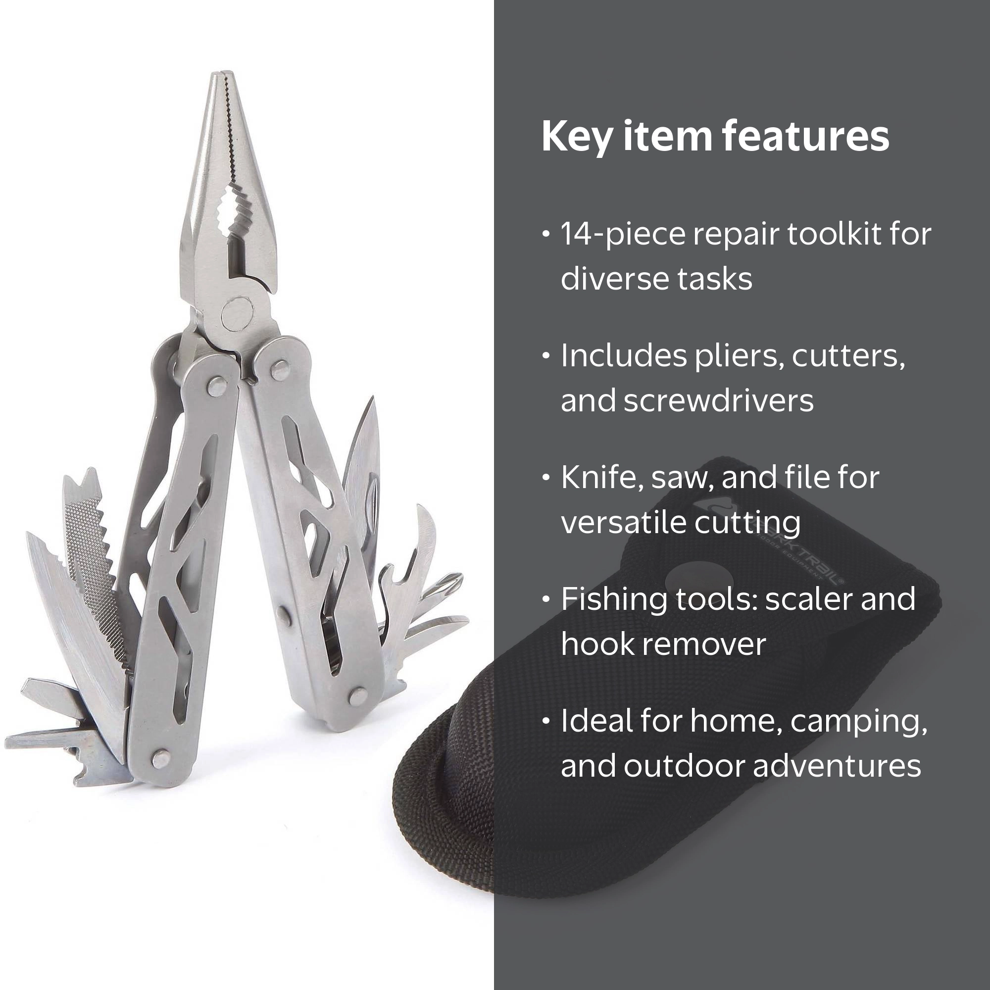 MAQuill セット Ozark Trail 14-In-1 Multi-Tool with Sheath for Camping, Repairs