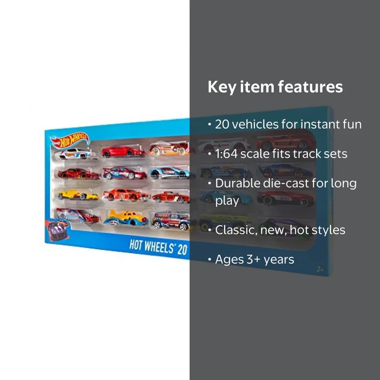 Hot Wheels Cool Toys Set - 20 Car Gift Pack (Styles May Vary