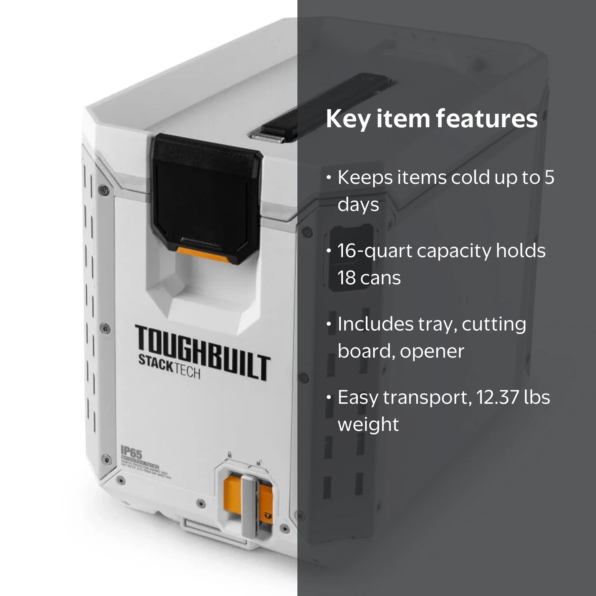 EIT KEEP II Mサイズ ToughBuilt StackTech Compact Cooler, Stackable 16 Quart Hard Shell