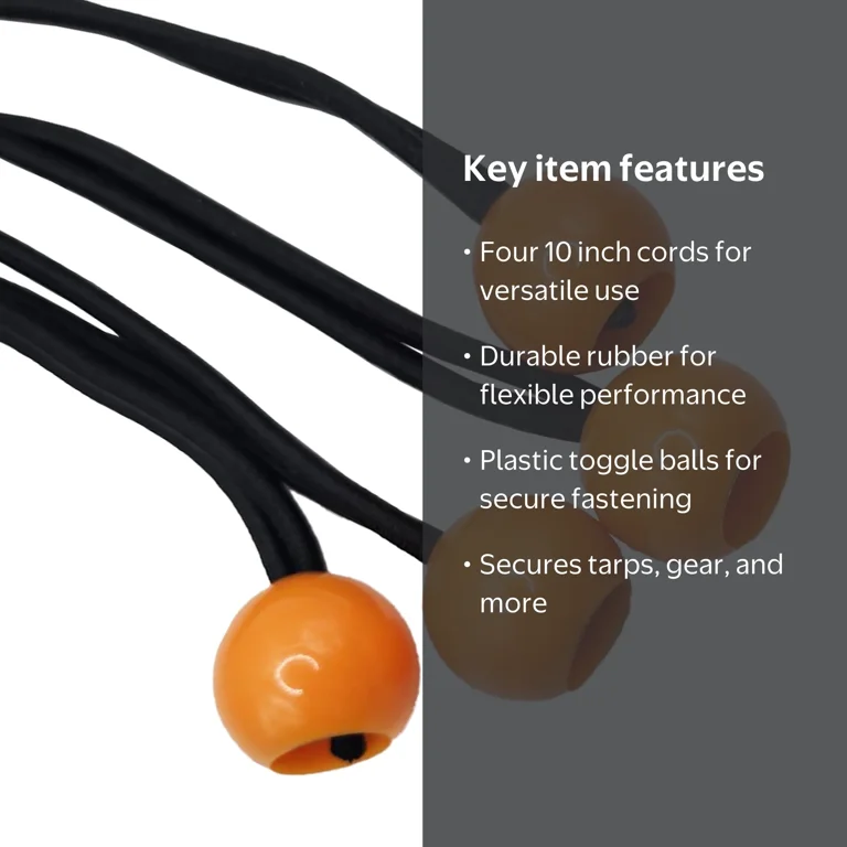 Ozark Trail Rubber Tarp Canopy Bungee Cords 10in Pack with Orange