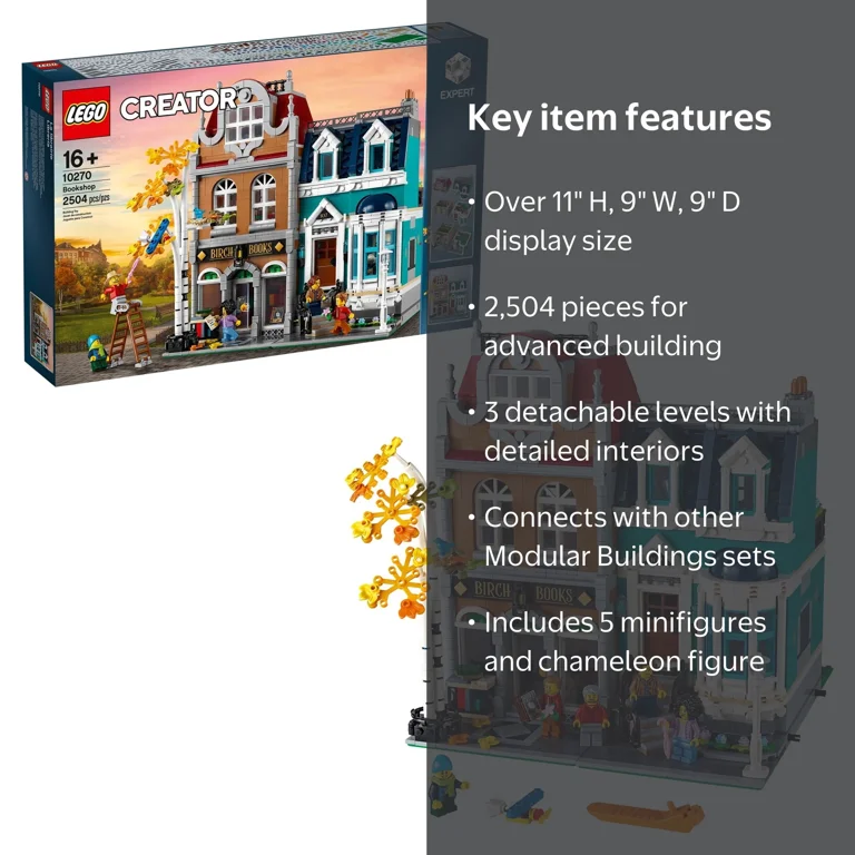 LEGO Creator Expert Bookshop 10270, Modular Building Set, Home