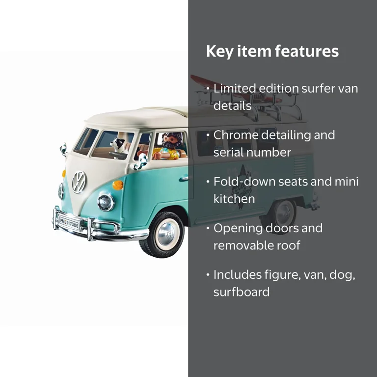 PLAYMOBIL, Standard, Volkswagen T1 Camping Bus, Blue - Walmart.com