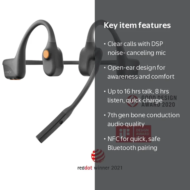 AfterShokz OpenComm Bone Conduction Bluetooth Headset with 