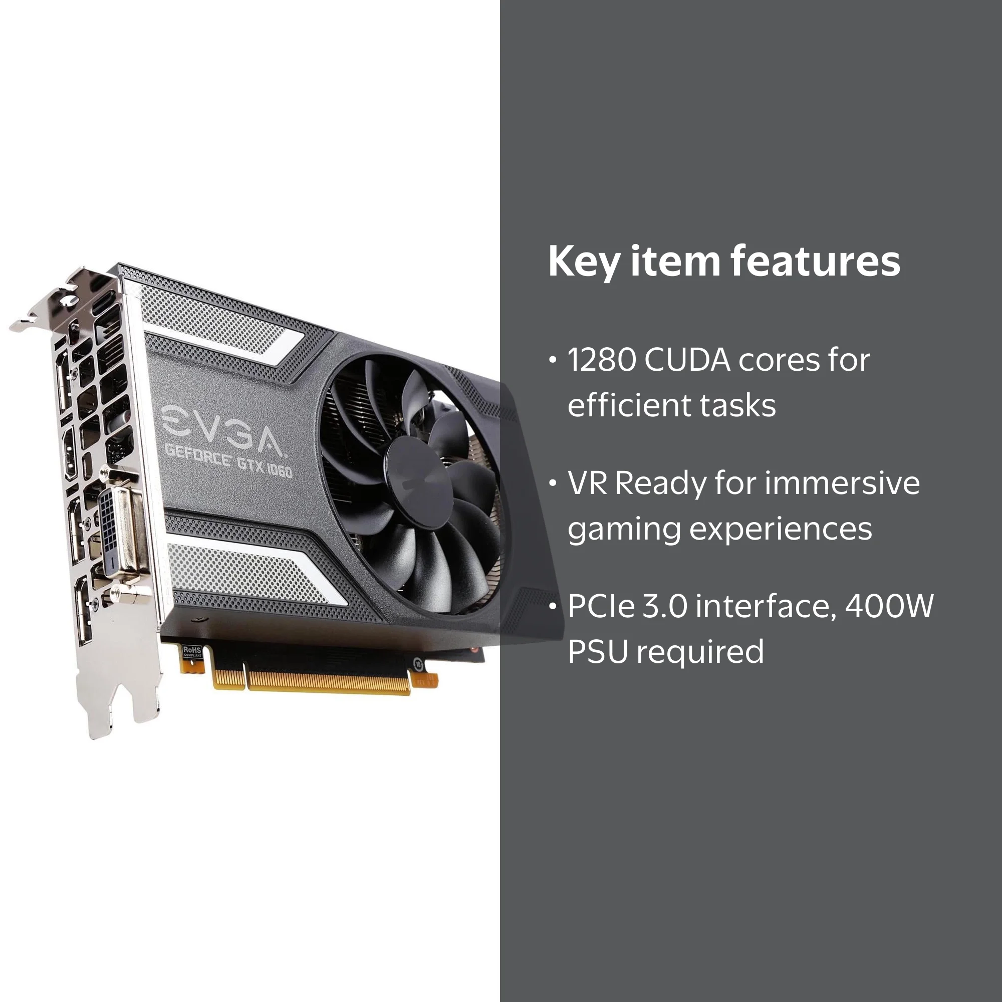 NEW EVGA GeForce GTX 1060 6GB GAMING 06G-P4-6161-KR Graphics Video