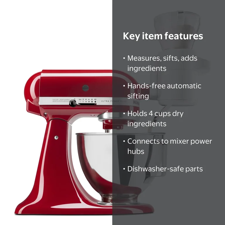 KitchenAid KSMSFTA, White Sifter & Scale Stand Mixer Attachment