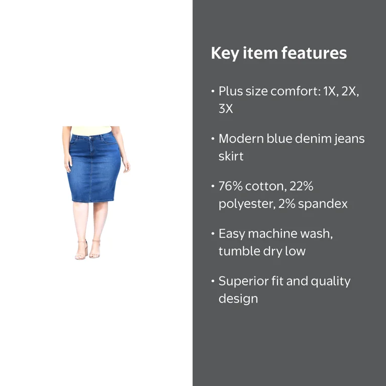 サイズ S BROCHURE DENIM6PKT Jack David Women's Plus Size Spandex Waist Blue Denim Skirt with