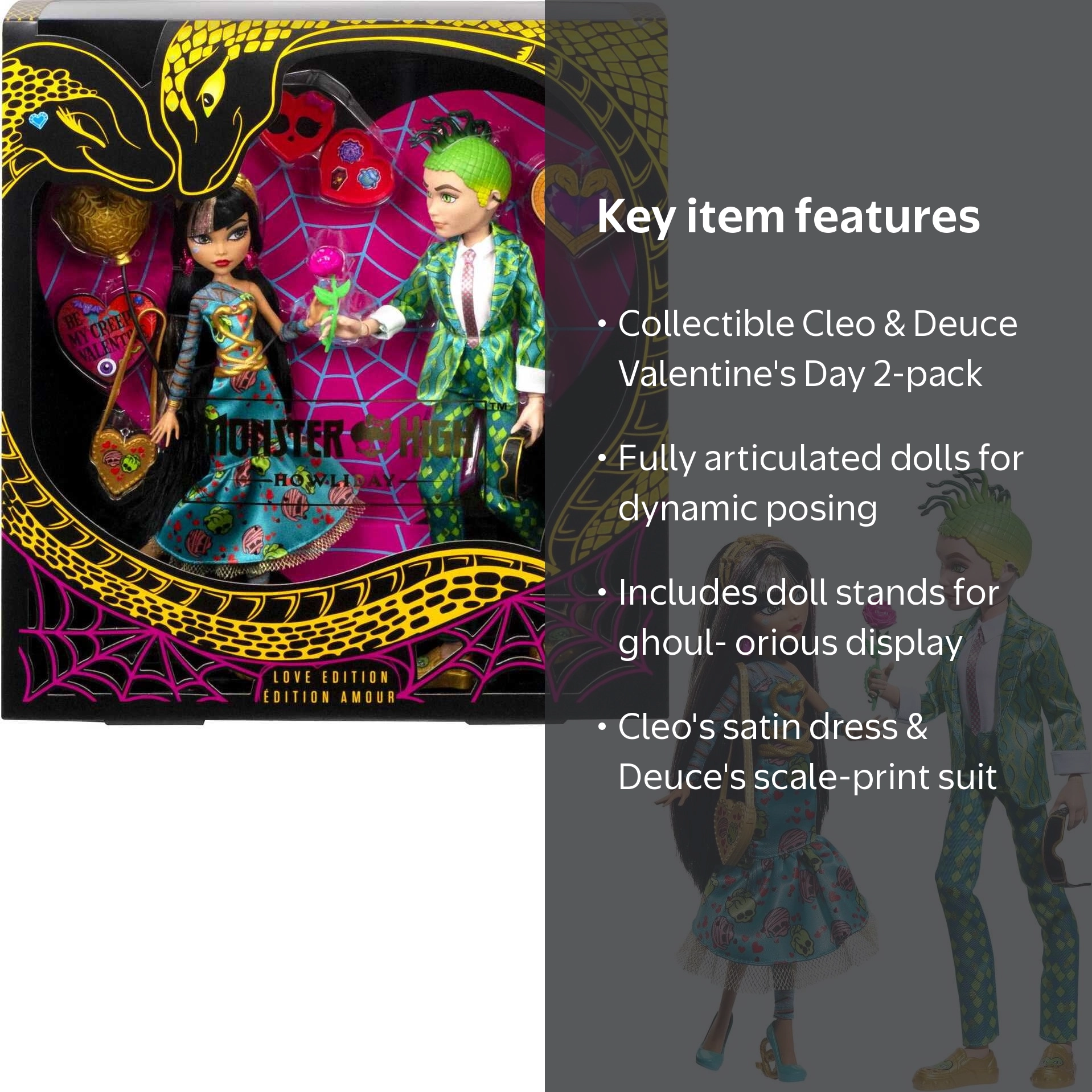 Monster High Cleo De Nile & Deuce Gorgon Dolls, Howliday Love 2