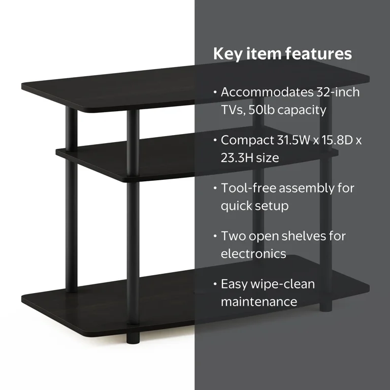 Furinno, Turn-N-Tube No Tools 3-Tier TV Stand, accommodates 32